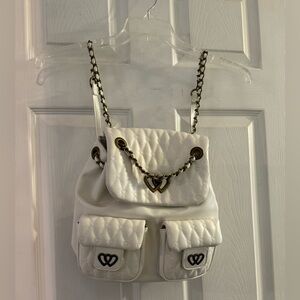 Betsy Johnson White Quilted Backpack
